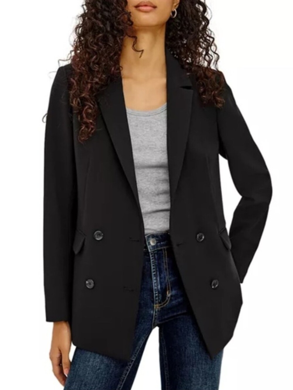 RAILS Jac Blazer Black Twill Double Breasted Jacket Small